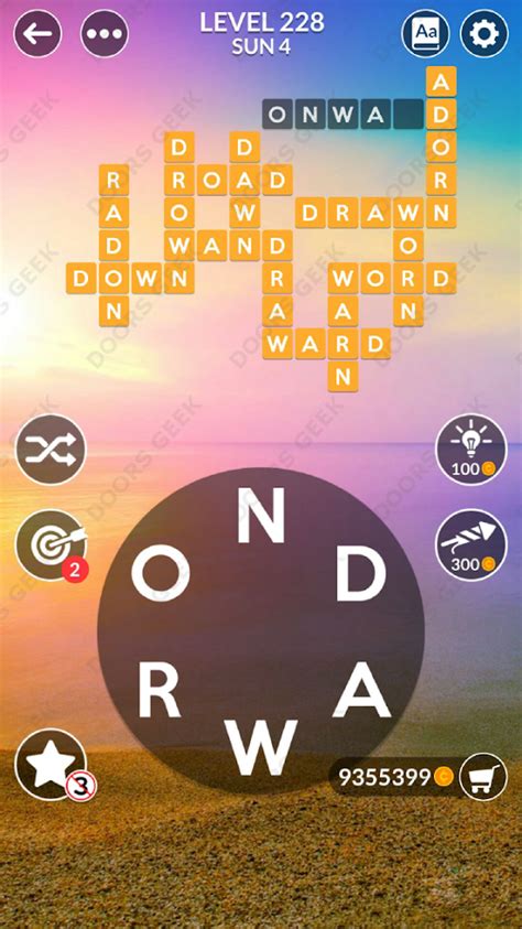 Wordscapes level 228 answers .